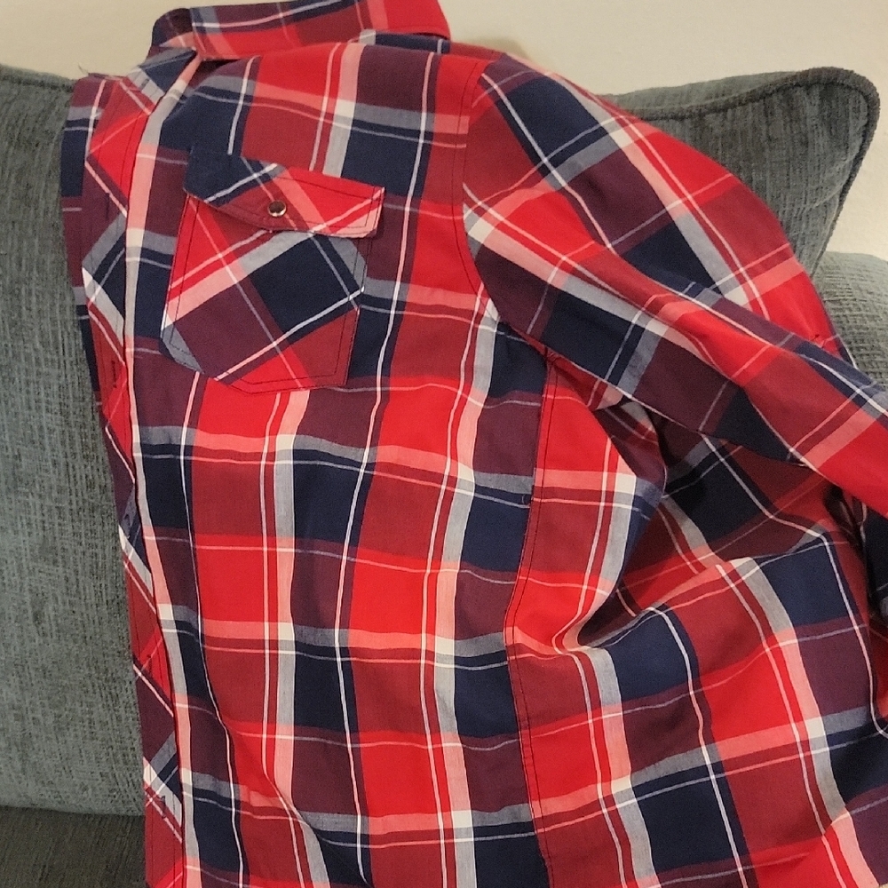 Red and Blue Plaid Men's Shirt